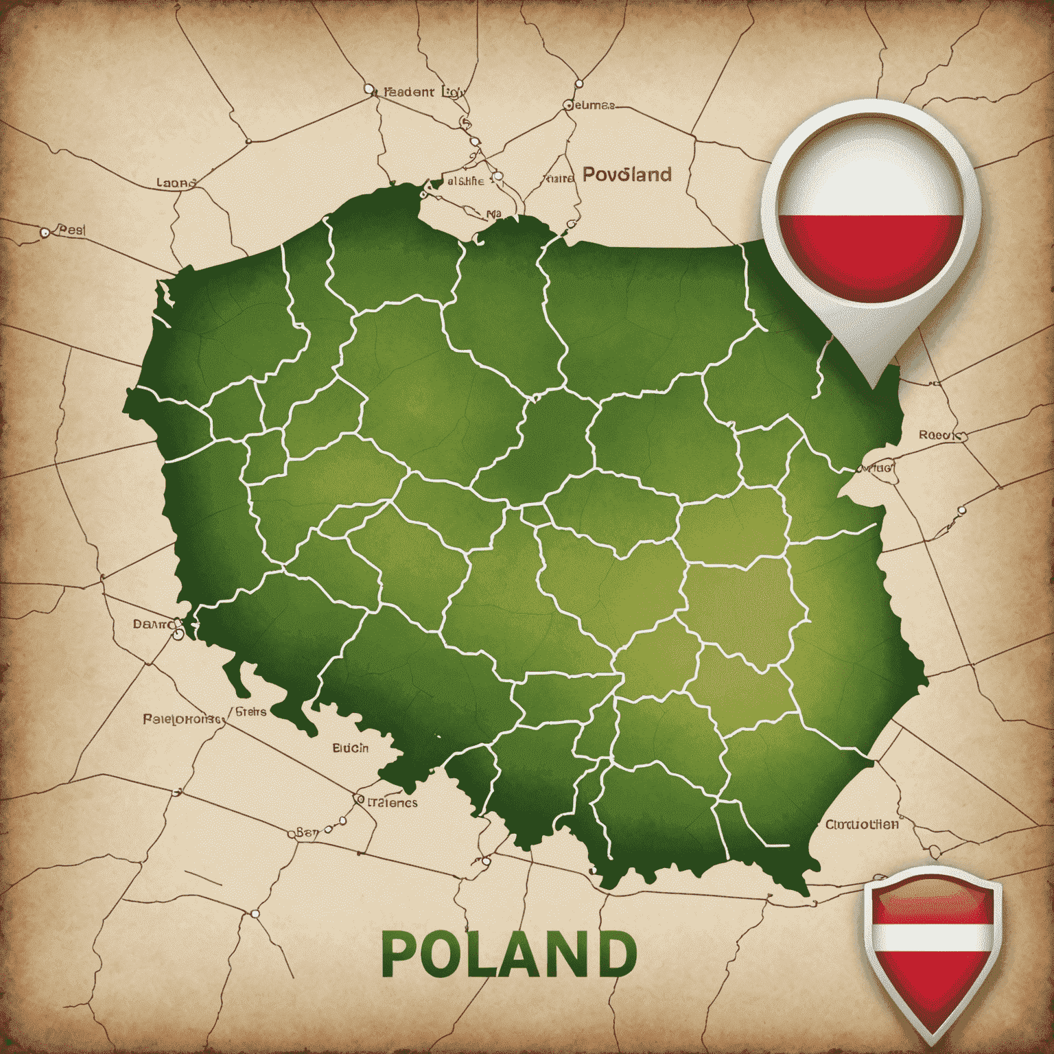 Logo PolandSolutions Click przedstawiające mapę Polski z ikoną kliknięcia